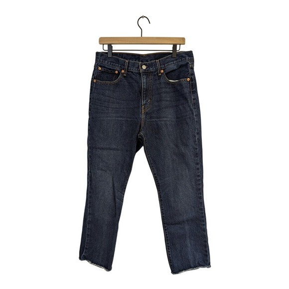 Levi's Straight‎ Leg Jeans Stretch Denim Cropped Length Dark Wash 31 - Picture 1 of 6